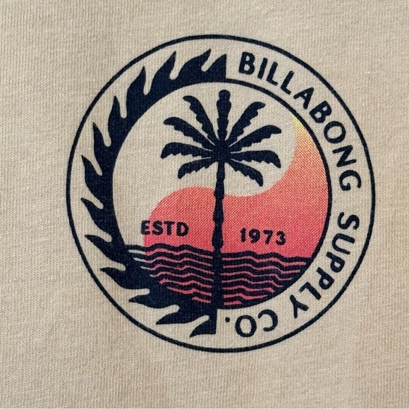 Men's Billabong Palm Tree Sunset Graphic Mustard Yellow T-Shirt - Picture 4 of 8